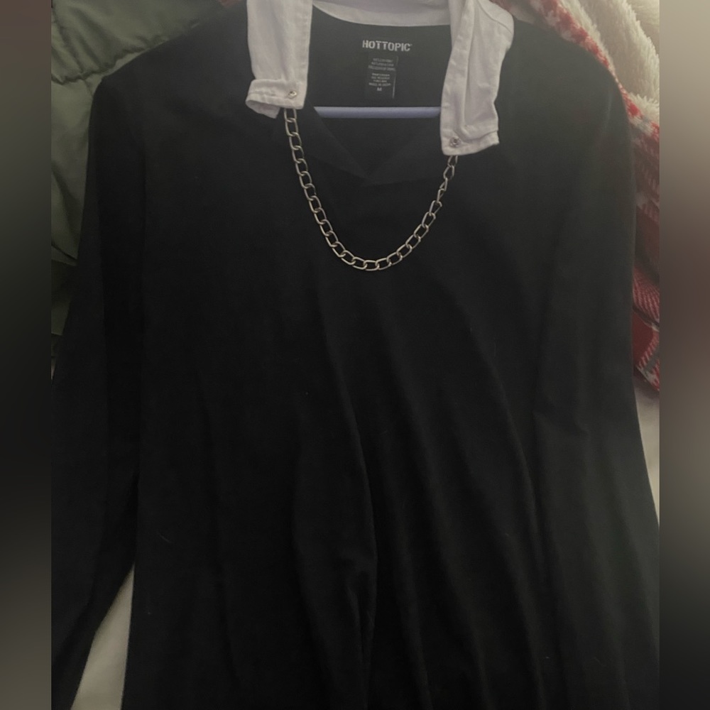 Hot Topic Collared Chained Long Sleeve Shirt